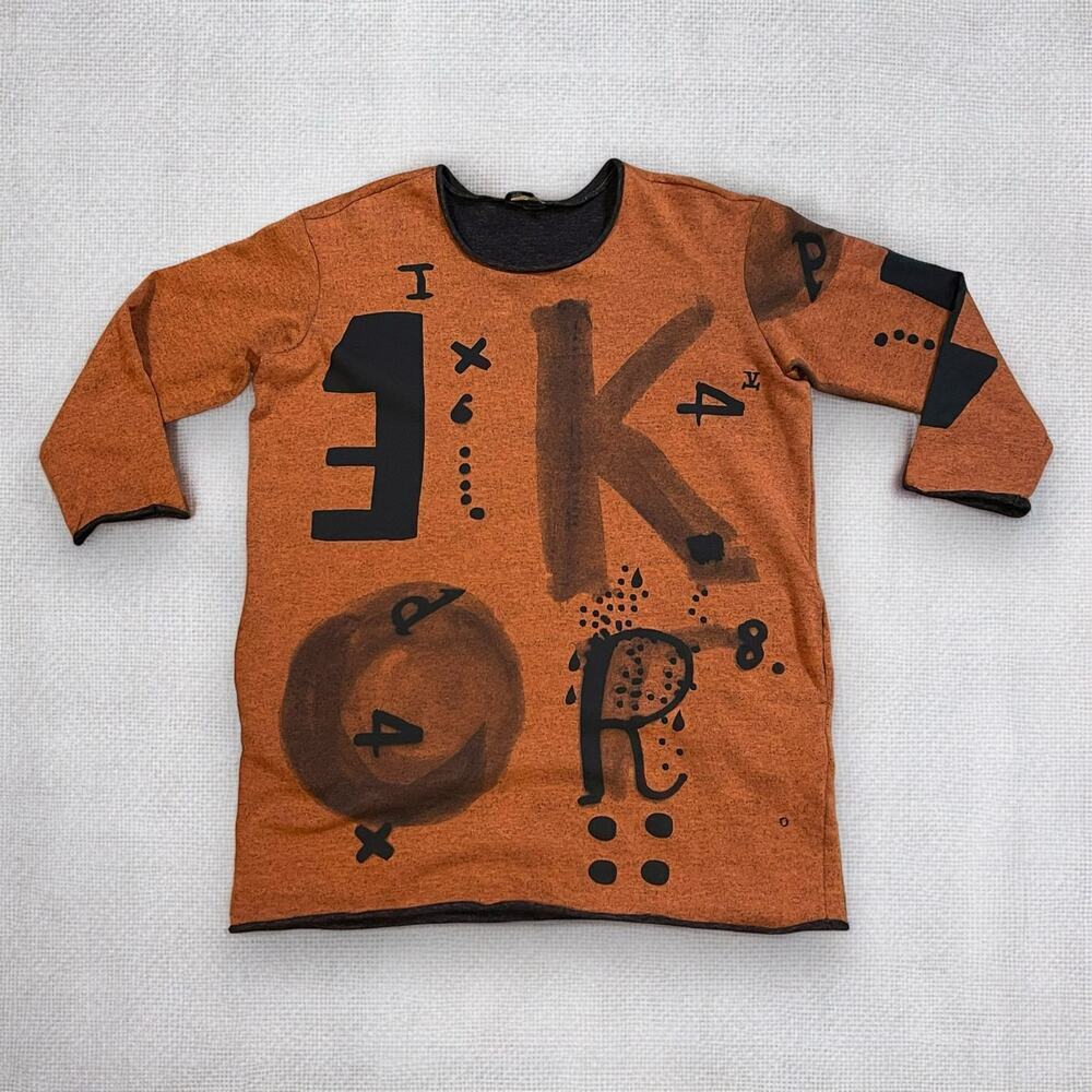 Kedziorek Tunic Sweater Womens Rust Lagenlook Bohemian Size EU 40 Oversized READ